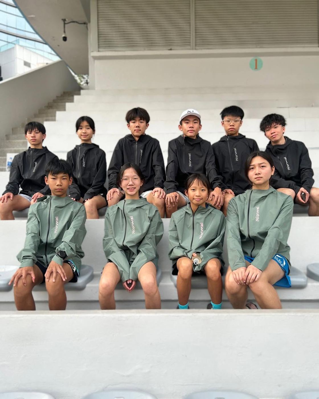 NNormal youth team seated in a stadium stand